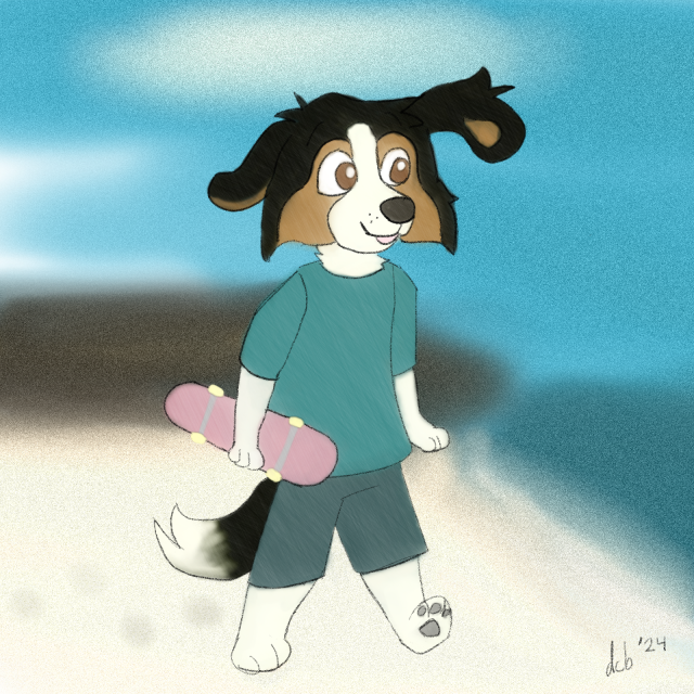 Summer Air
New Collie drawing/painting (on a new program, Clip Studio)!
Keywords: Collie