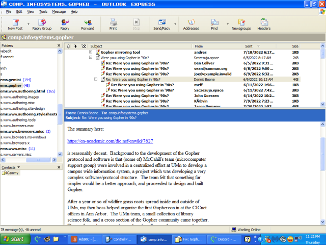 Usenet through aioe.org and Outlook Express
Still peeved at Gemini getting that much activity >_>
