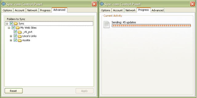 Sync.com control panel on XP
