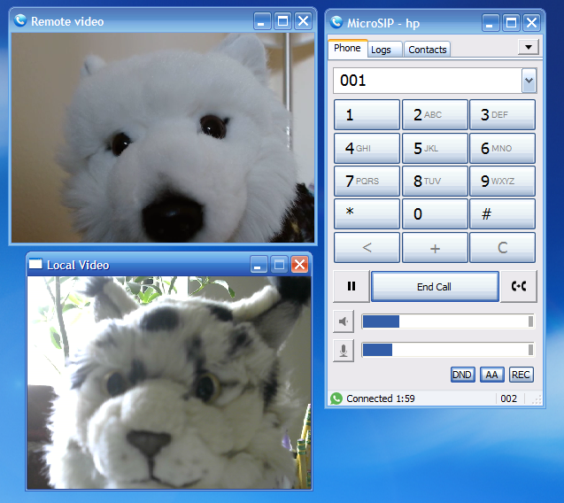 OfficeSIP Server with MicroSIP
I had to use an older MicroSIP version on the site for it to work on XP, but it does work! With video!
